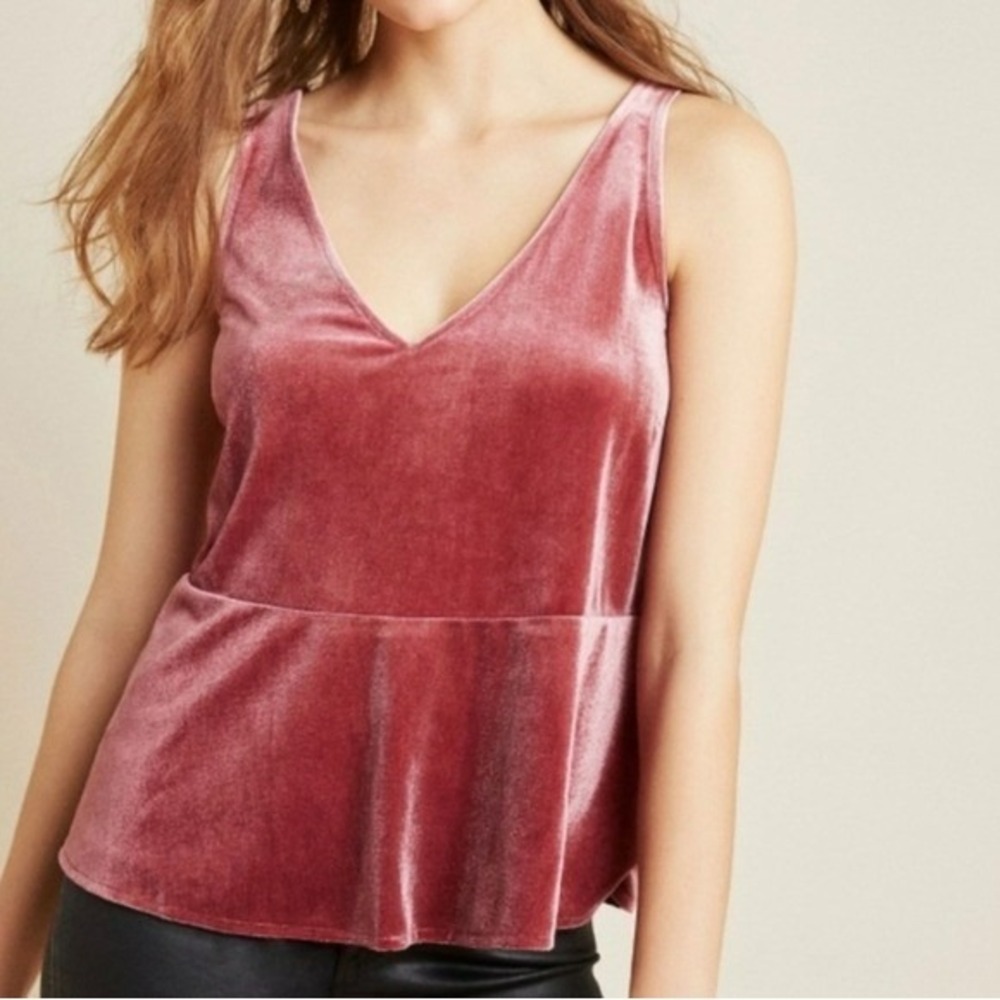 Anthropologie NEW Sunday in Brooklyn Trisha Rose Velvet Peplum Top SZ Large